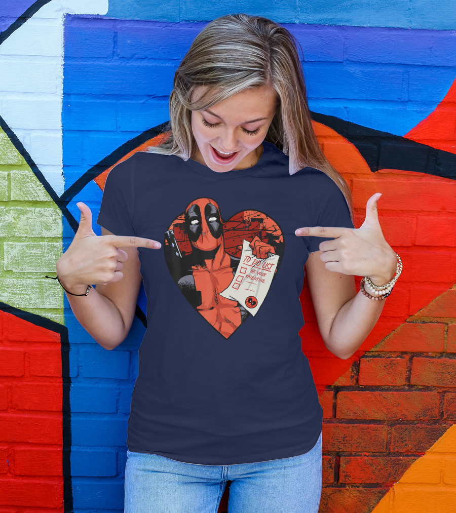 Marvel Deadpool Be Your Valentine To Do List Heart T-Shirt
