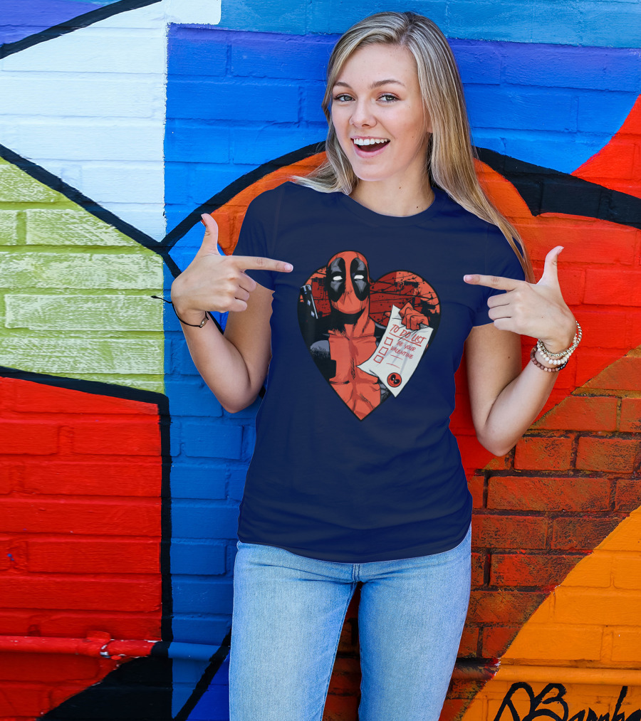 Marvel Deadpool Be Your Valentine To Do List Heart T-Shirt