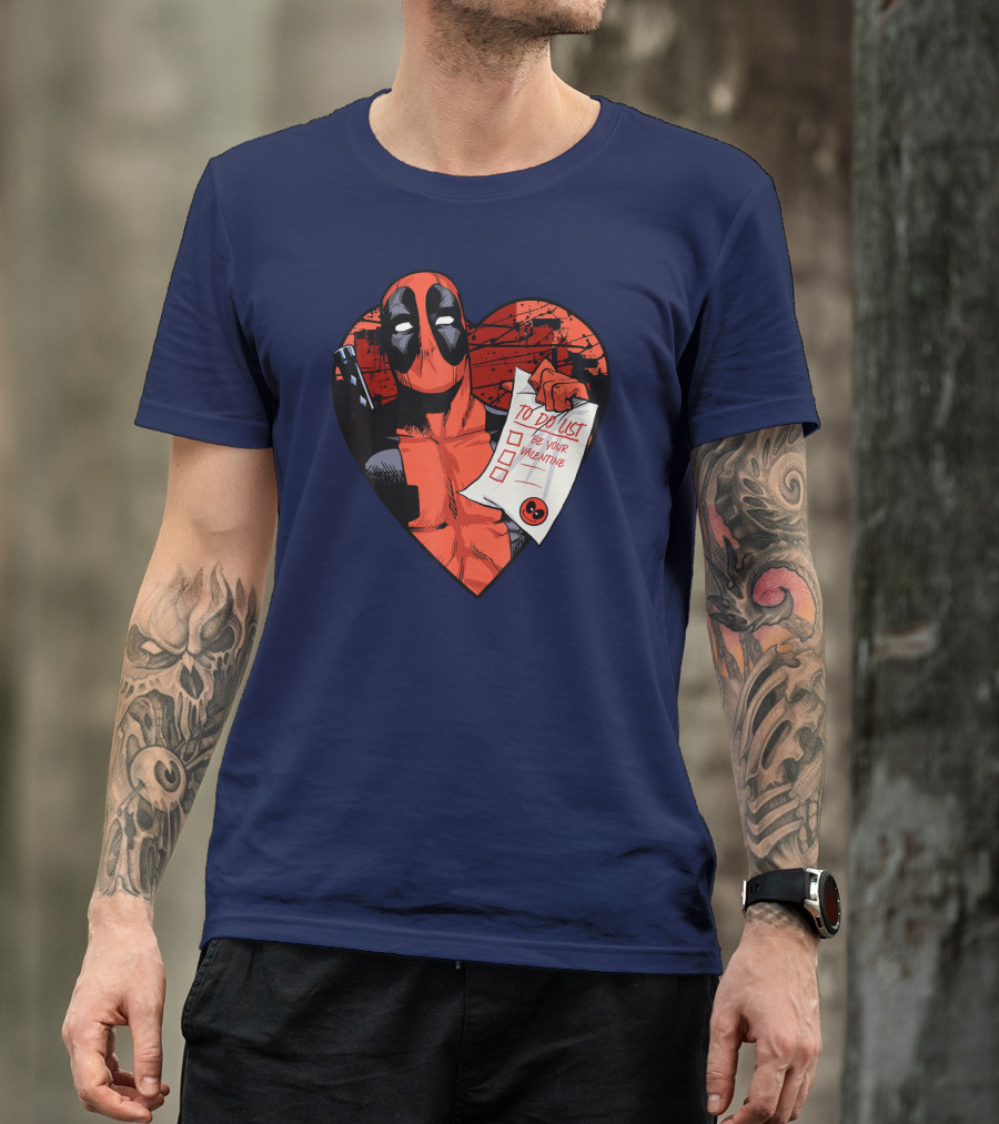 Marvel Deadpool Be Your Valentine To Do List Heart T-Shirt