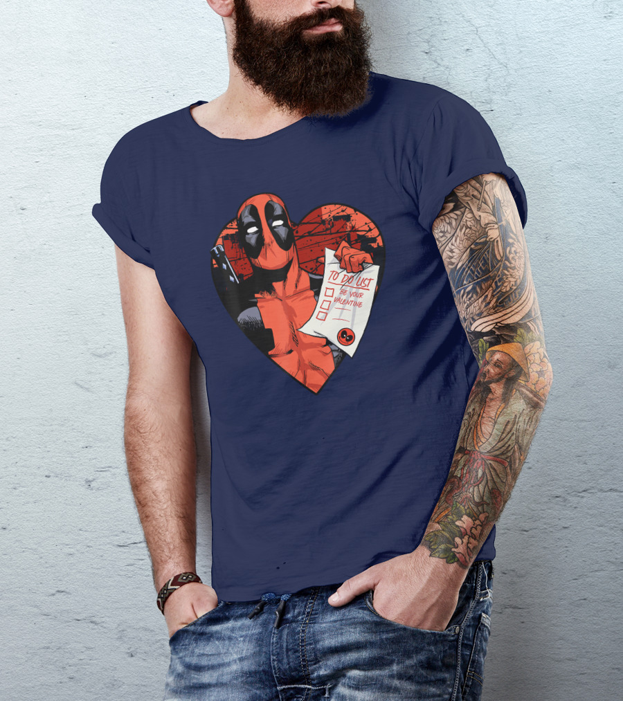 Marvel Deadpool Be Your Valentine To Do List Heart T-Shirt