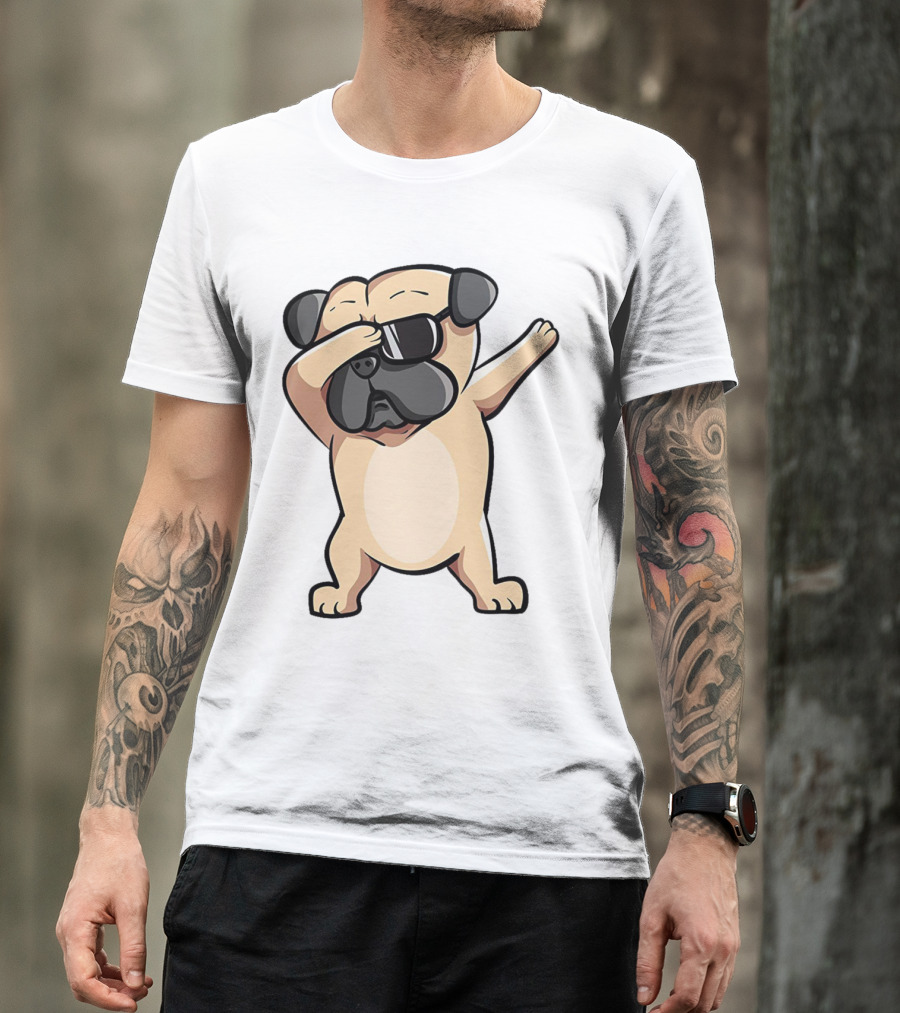 Cool Dabbing Pug With Sunglasses Cute Funny Dog Dab AZP T-Shirt