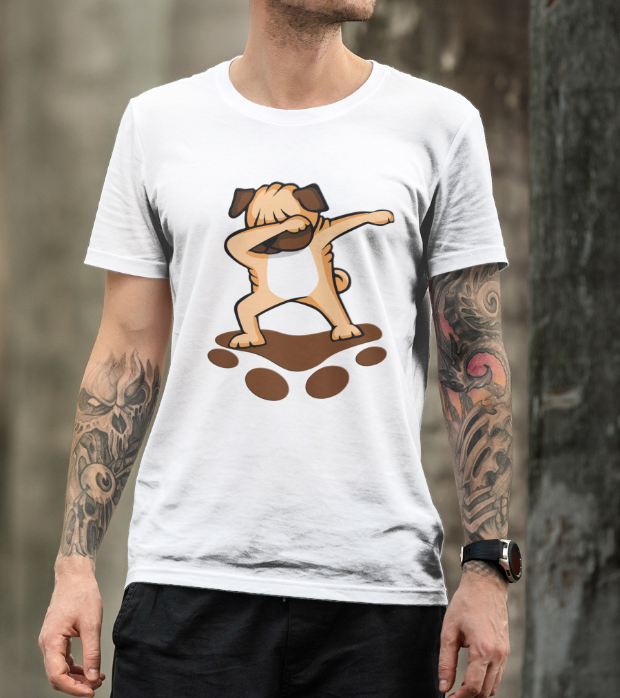Dabbing Pug Dog With Paw Prints Funny Pug Owner T-Shirt