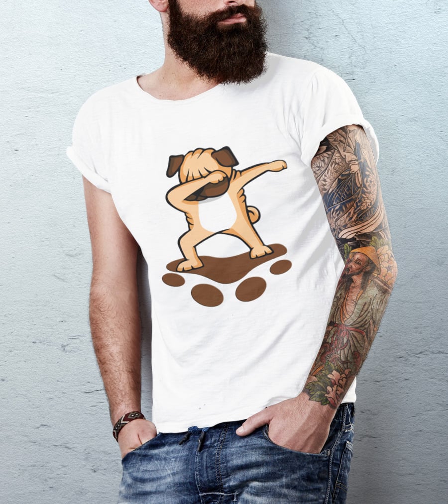 Dabbing Pug Dog With Paw Prints Funny Pug Owner T-Shirt