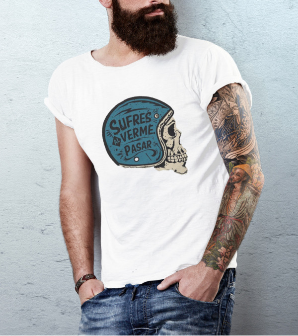 Sufres Al Verme Pasar Skull Helmet Cartoon Character T-Shirt