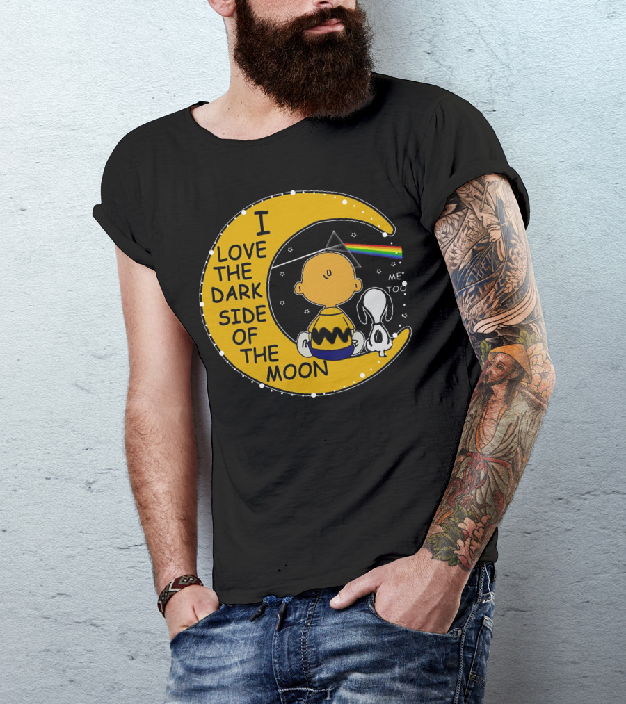 I Love The Dark Side Of The Moon Charlie Brown Snoopy Rainbow Prism Moon T-Shirt