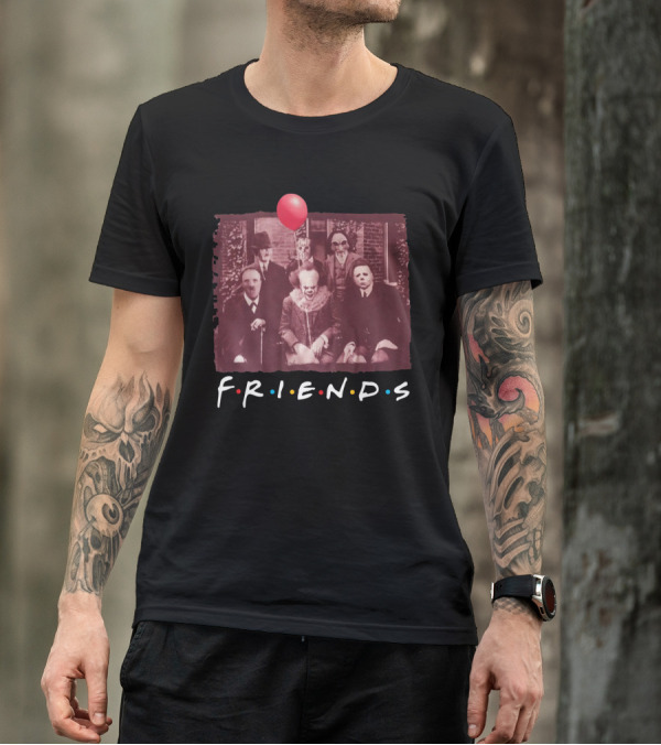 Pennywise Hannibal Lecter Michael Myers Freddy Krueger Jason Voorhees Billy Vintage Horror Friends Parody Balloon T-Shirt