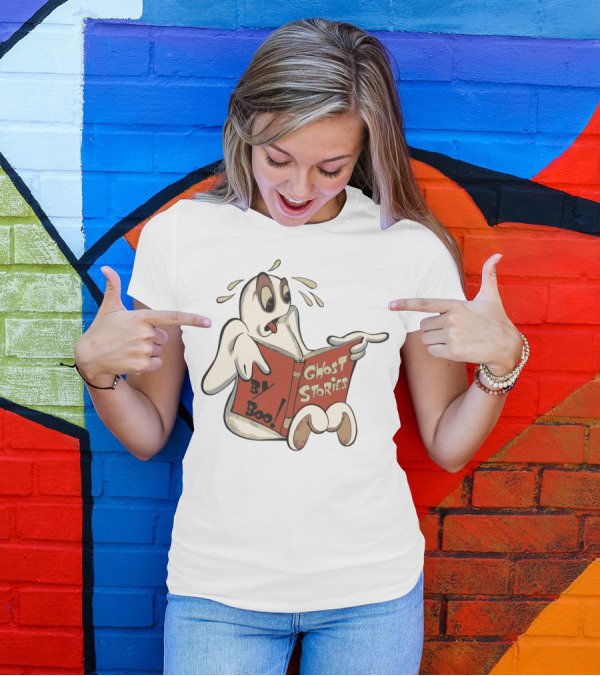 Ghost Stories By Boo Adorable Reading Cartoon Ghost T-Shirt