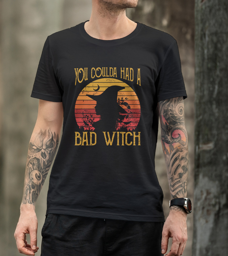 You Coulda Had A Bad Witch Vintage Sunset Witch Hat Halloween T-Shirt