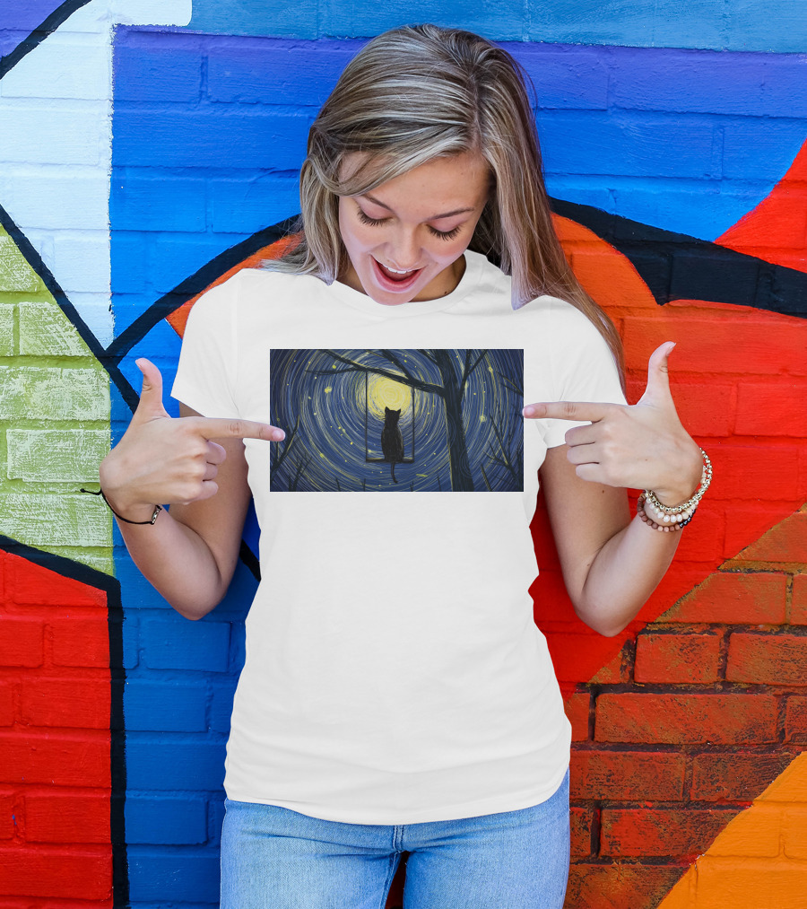 Cat Impression Starry Night Cute Series T-Shirt