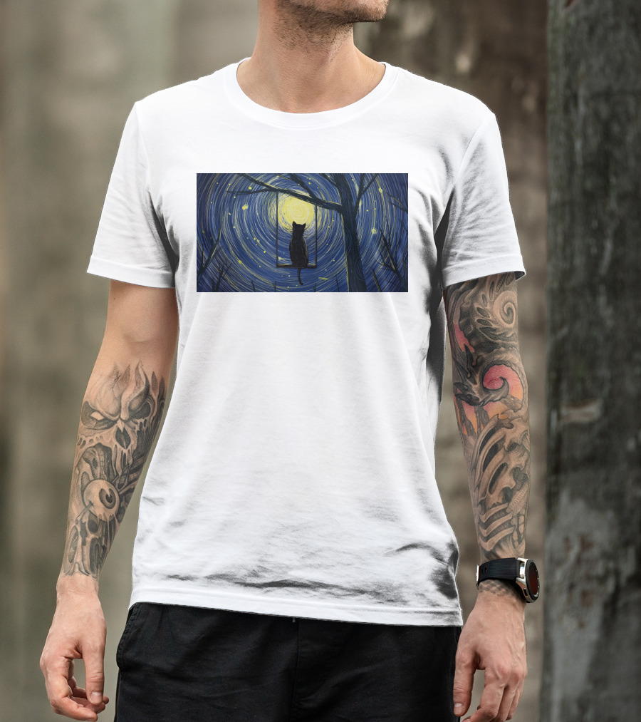 Cat Impression Starry Night Cute Series T-Shirt