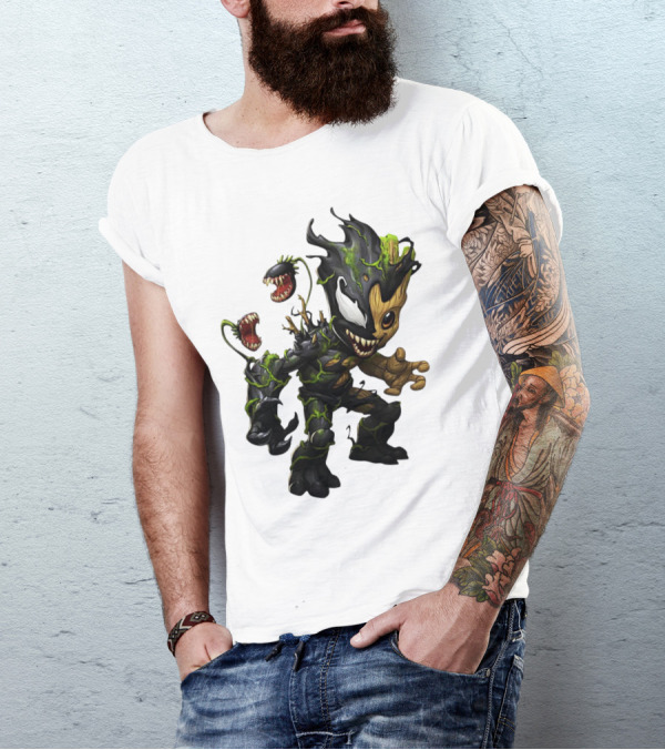 Baby Groot Venom Mashup Character Fusion T-Shirt