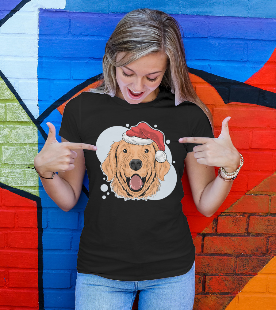 Christmas Dog Santa Claus Hat T-Shirt