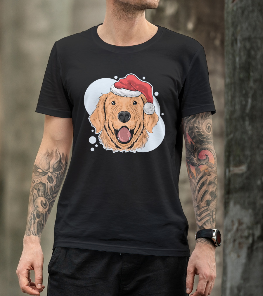 Christmas Dog Santa Claus Hat T-Shirt