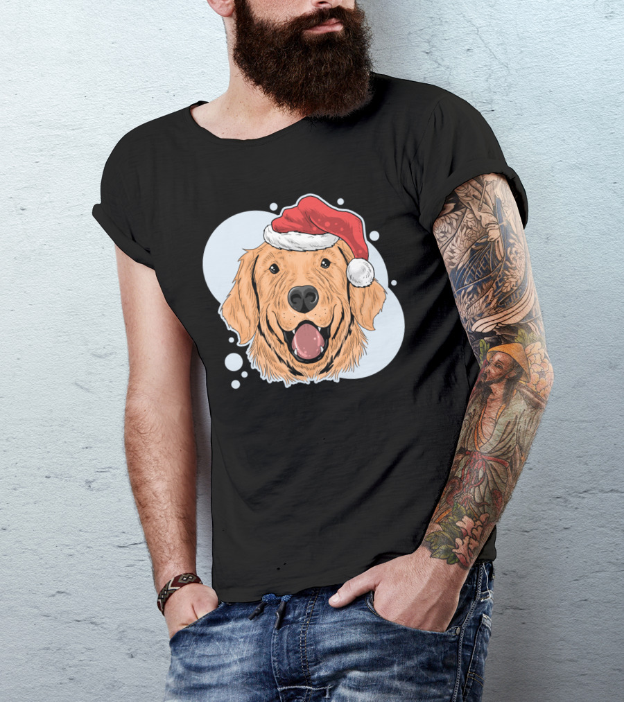 Christmas Dog Santa Claus Hat T-Shirt