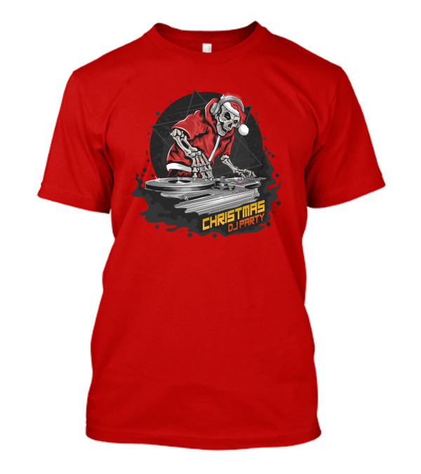 Christmas DJ Party Skull Santa Claus T-Shirt