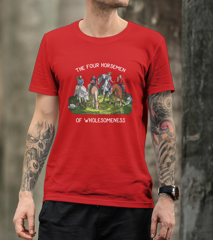 The Four Horsemen Holding Cats And Dogs Of Wholesomeness T-Shirt