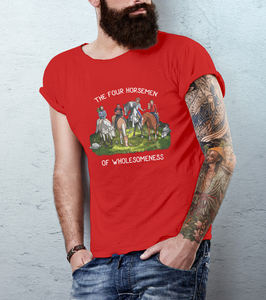 The Four Horsemen Holding Cats And Dogs Of Wholesomeness T-Shirt