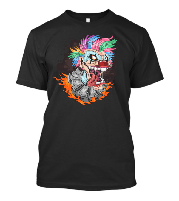 Clown Joker Smile With Unicorn Hair And Fiery Collar T-Shirt