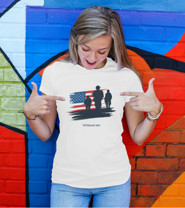 Veterans Day USA Flag With Soldier T-Shirt
