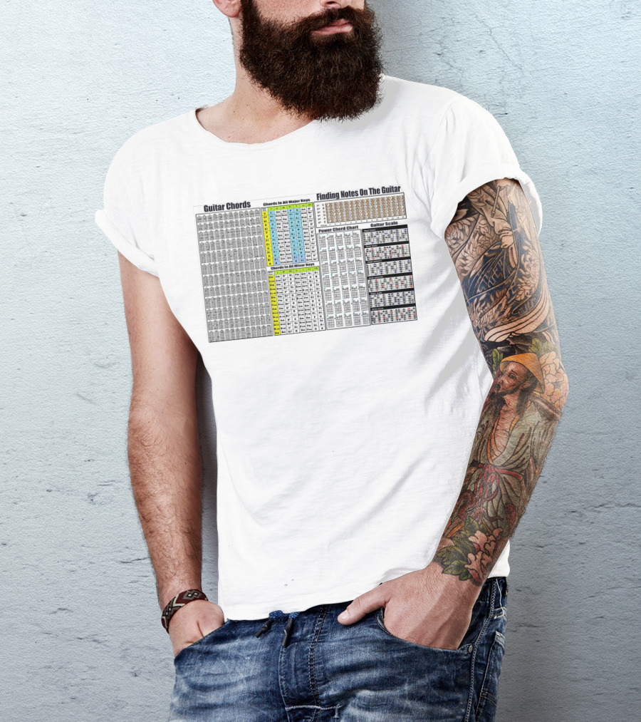 Guitar Chords Chords In All Major Keys Chords In All Minor Keys Power Chord Chart Guitar Scale Finding Notes On The Guitar T-Shirt