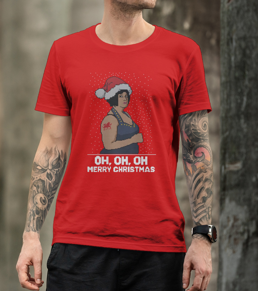 Oh Oh Oh Merry Christmas Santa Hat Tattoo T-Shirt