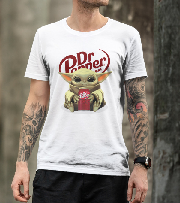 Dr Pepper 1885 Baby Yoda Holding Dr Pepper Can T-Shirt
