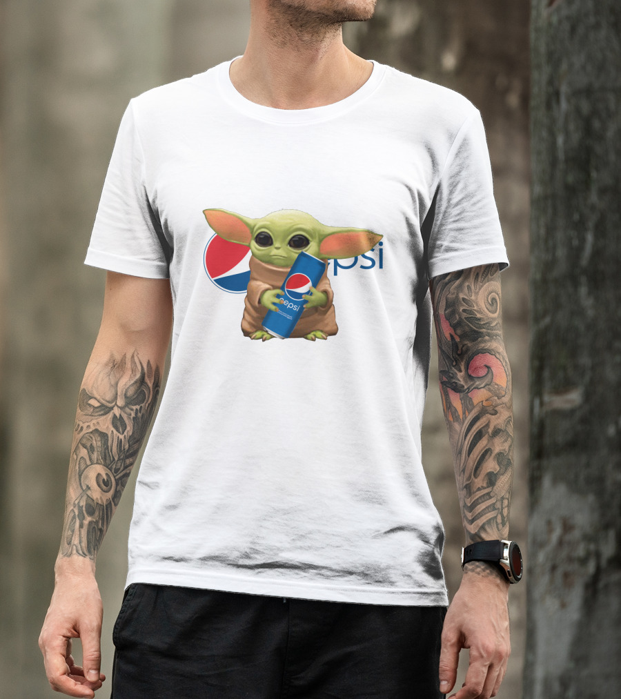 Baby Yoda Holding Pepsi Can With Pepsi T-Shirt