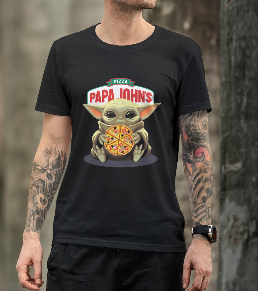 Baby Yoda Holding Papa John's Pizza T-Shirt