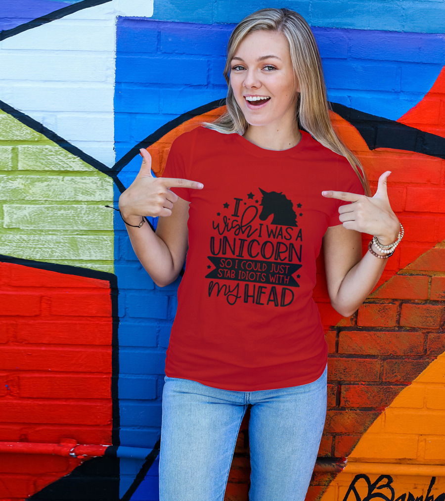 I Wish I Was A Unicorn So I Could Just Stab Idiots With My Head Stars T-Shirt