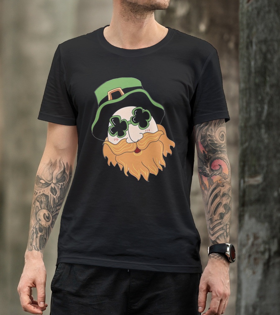 Green Hat Lucky Shamrock Beard T-Shirt