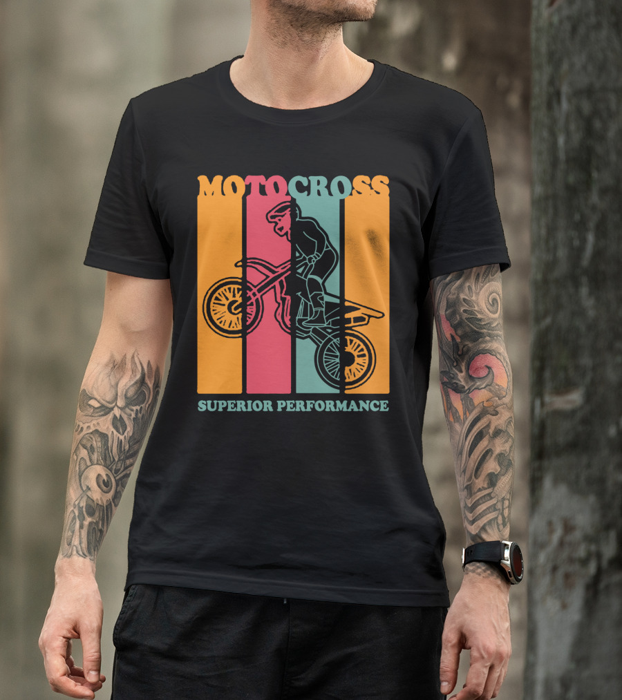 Moto Cross Superior Performance Vintage Stripes Rider T-Shirt
