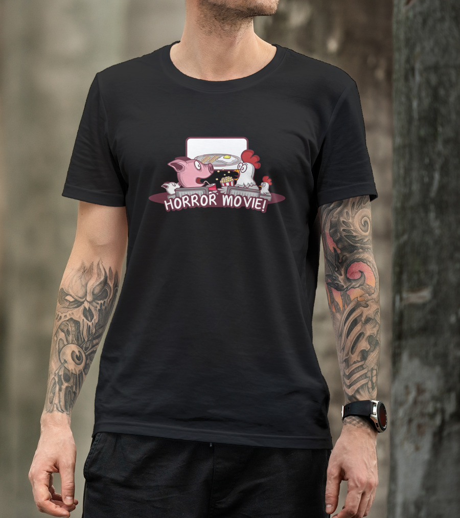 Horror Movie Pig And Chicken Breakfast Scene T-Shirt