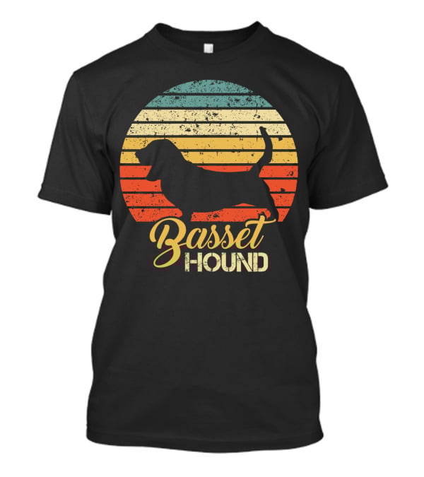 Retro Basset Hound Silhouette In Vintage Sunset T-Shirt