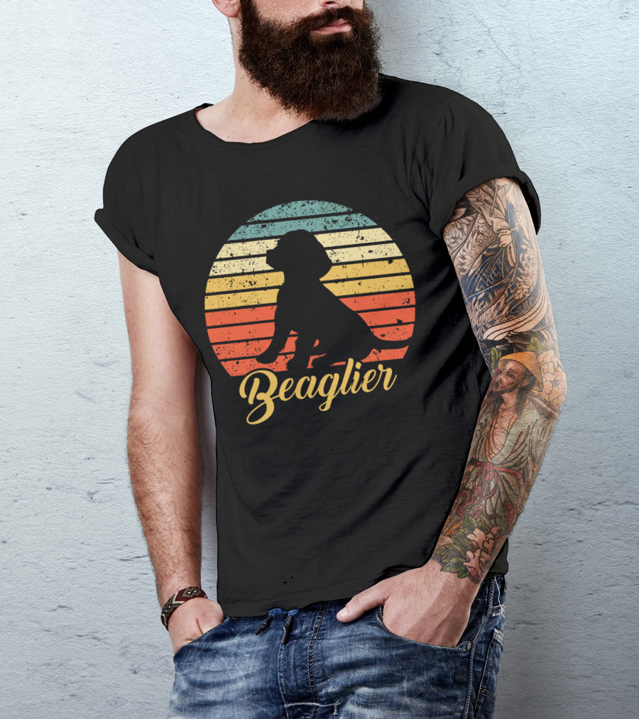 Beaglier Silhouette Vintage Stripes T-Shirt