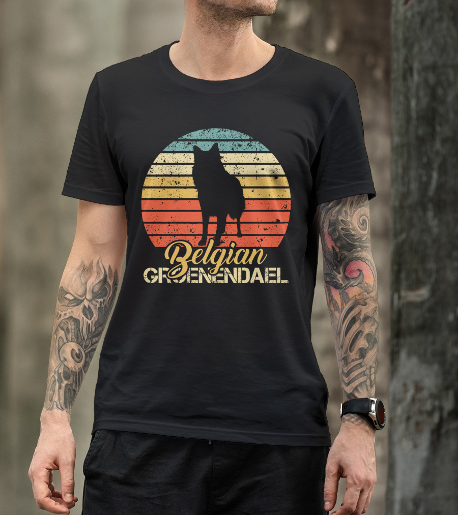Vintage Style Retro Sunset Belgian Groenendael T-Shirt