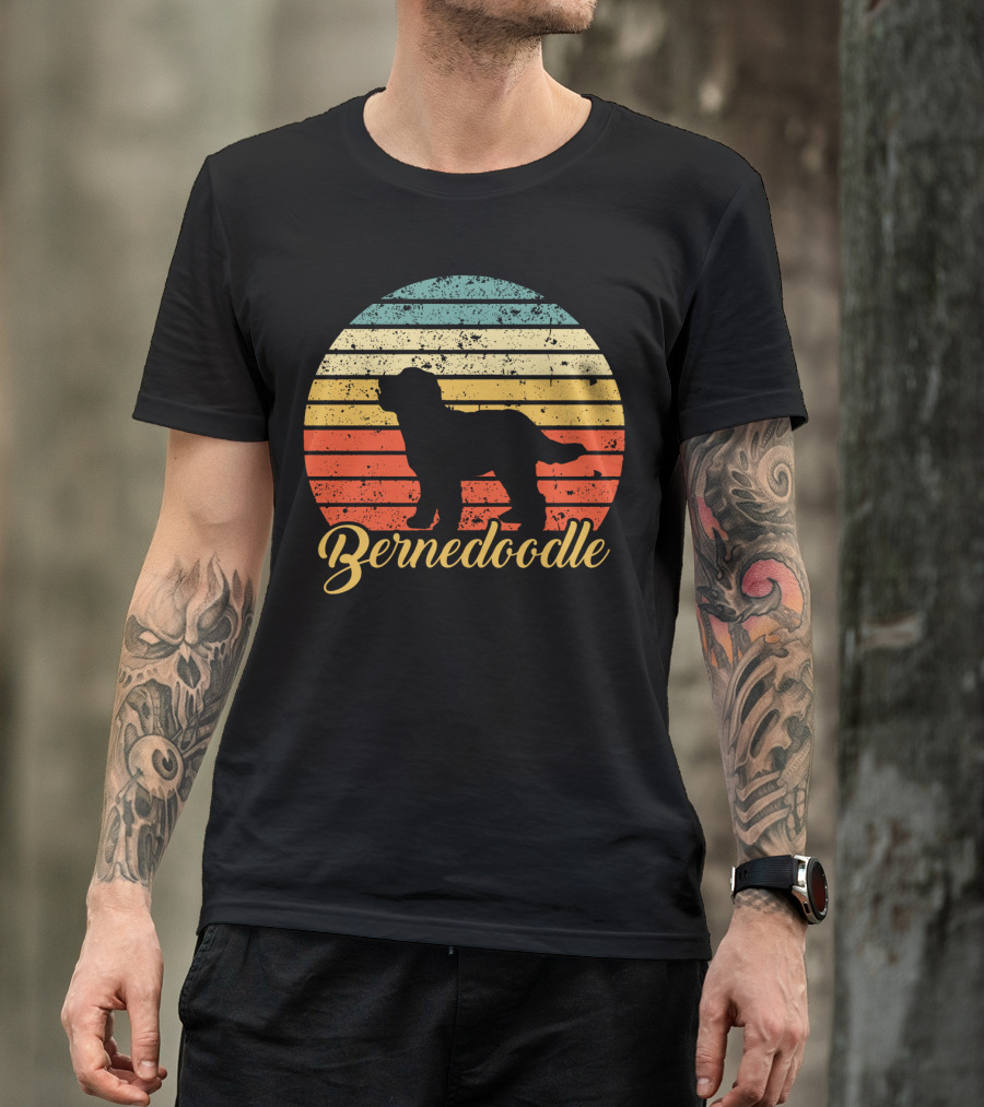 Retro Striped Bernedoodle T-Shirt