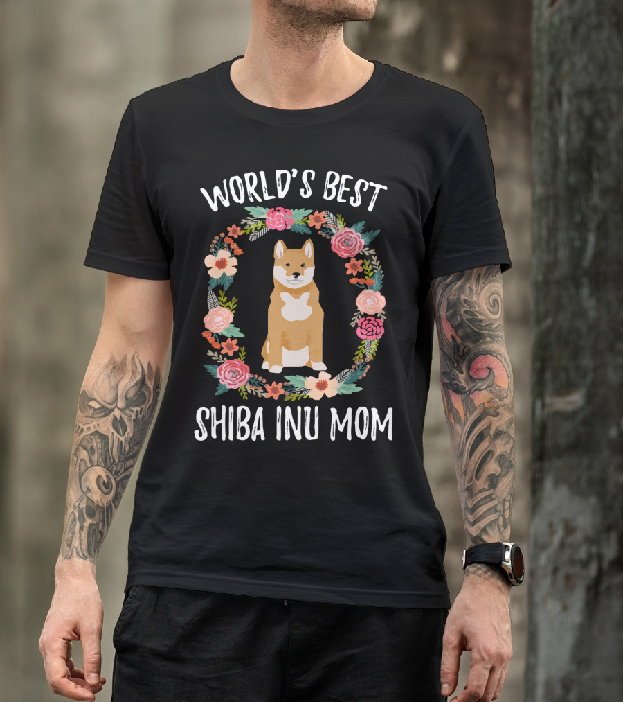 World's Best Shiba Inu Mom Floral T-Shirt