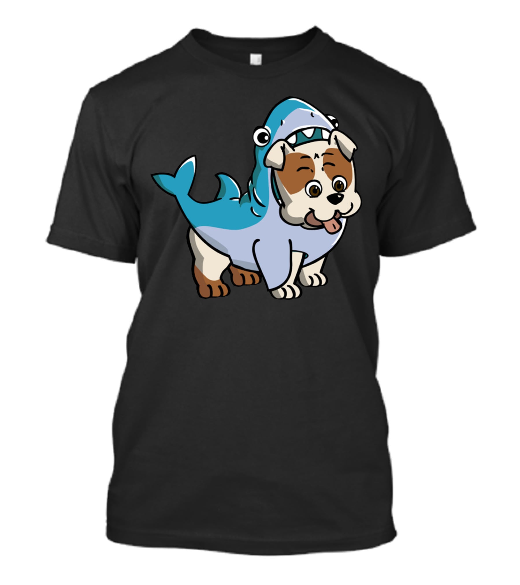 Bulldog Shark Fun Costume Cartoon T-Shirt
