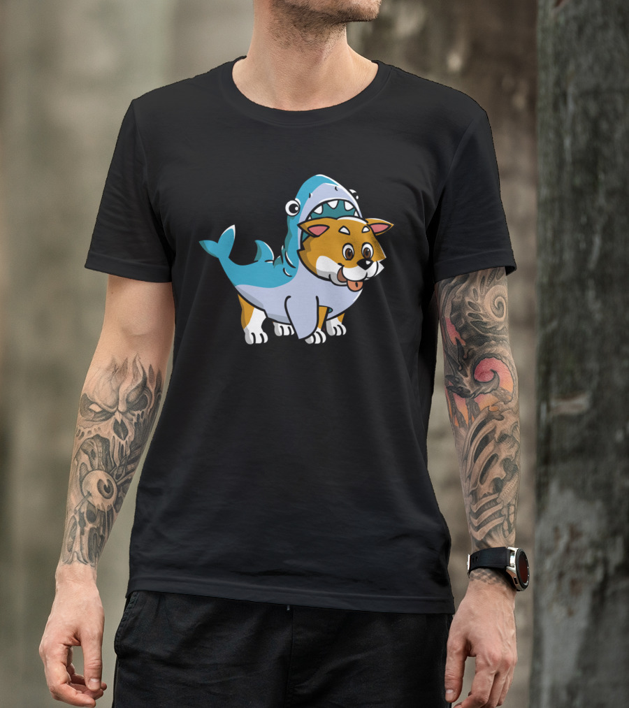 Shiba Inu Shark Costume Fusion Fun T-Shirt