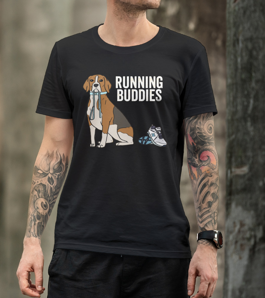 Beagle Running Buddies With Shoe And Leash T-Shirt