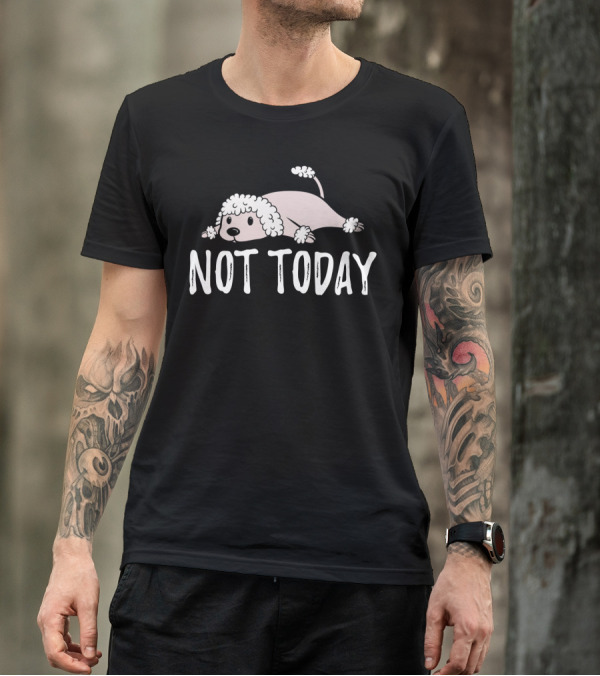 Not Today Poodle Sketch Lying Down T-Shirt