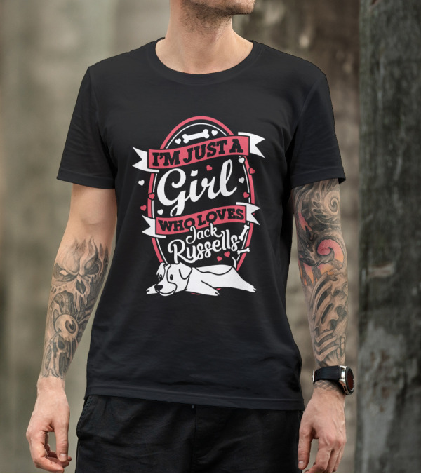 I'm Just A Girl Who Loves Jack Russells With Heart And Bone Accents T-Shirt