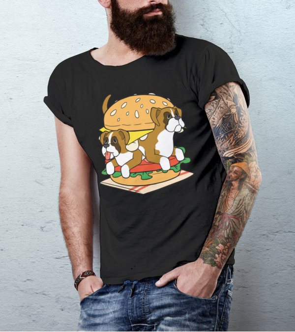 Boxer Dogs Stacked In Cheeseburger Delight T-Shirt