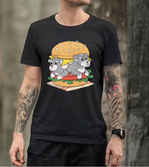 Schnauzer Double Hamburger With Cheese, Lettuce, And Tomato T-Shirt