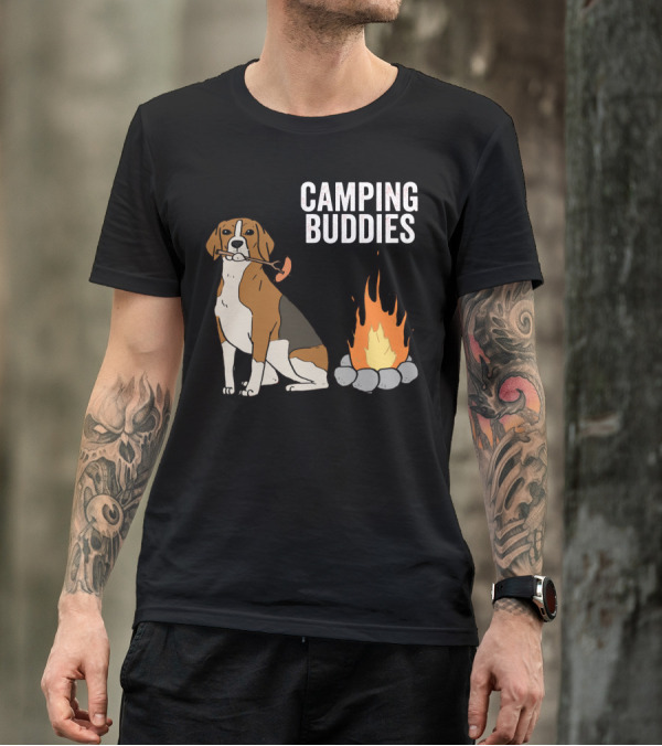 CAMPGROUND ADVENTURE WITH BEAGLE AND CAMPFIRE BUDDIES T-Shirt