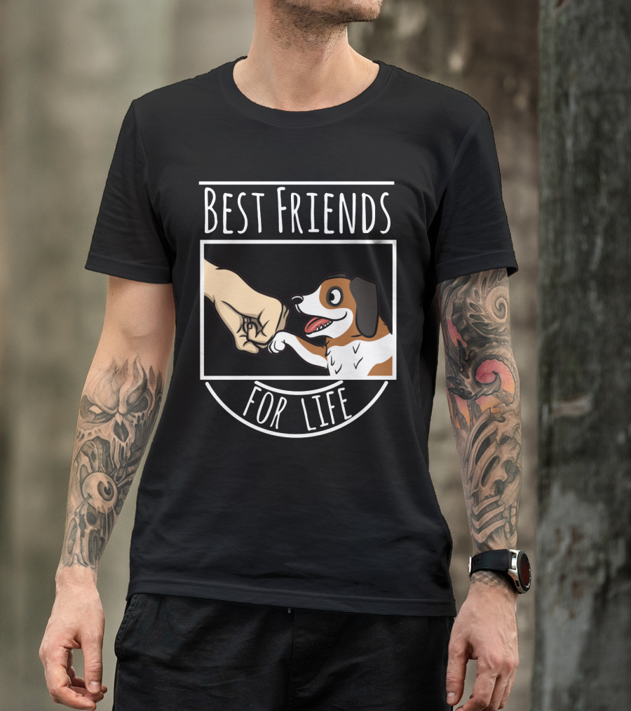 Best Friends For Life St Bernard Dog And Human Fist Bump T-Shirt