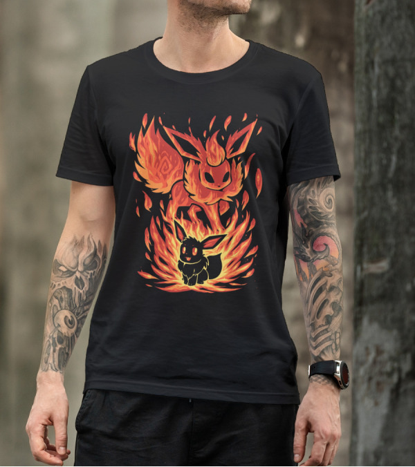 Eevee To Flareon Evolution Fire Transformation Pokemon T-Shirt