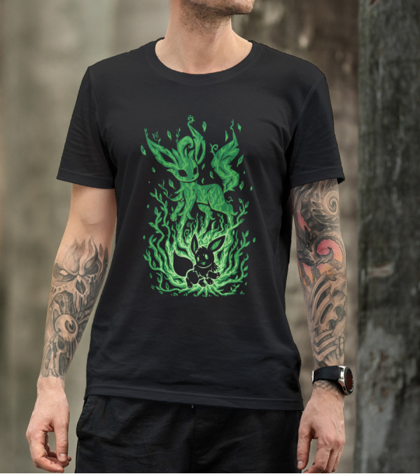 EVOLUTION POKEMON LEAFEON EEVEE FLAMES TRANSFORMATION T-Shirt