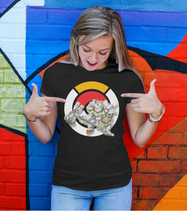 POKEMON X OVERWATCH CHESNAUGHT REINHARDT CROSSOVER BATTLE ARMOR T-Shirt