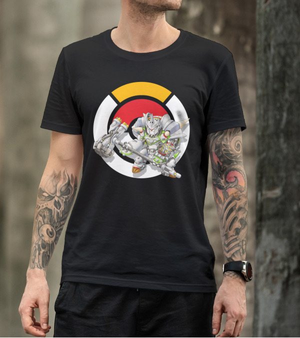 POKEMON X OVERWATCH CHESNAUGHT REINHARDT CROSSOVER BATTLE ARMOR T-Shirt